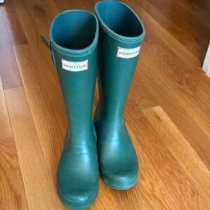 Hunter Forest Green Waterproof Boots boys kids size 3 rain  boot